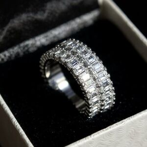 Bomb Party “As You Wish” Ring – Rhodium, Diamond CZ Baguette